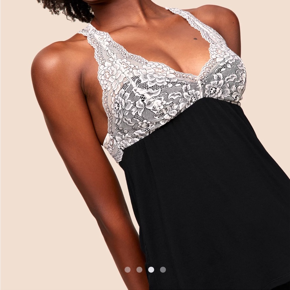 Adore Me Black & White Lace Sleep Top
